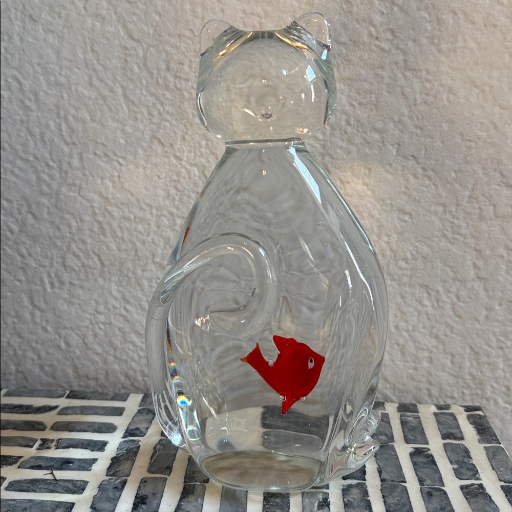 💎RARE💎Collectible Vintage Murano Clear Glass Cat Sculpture